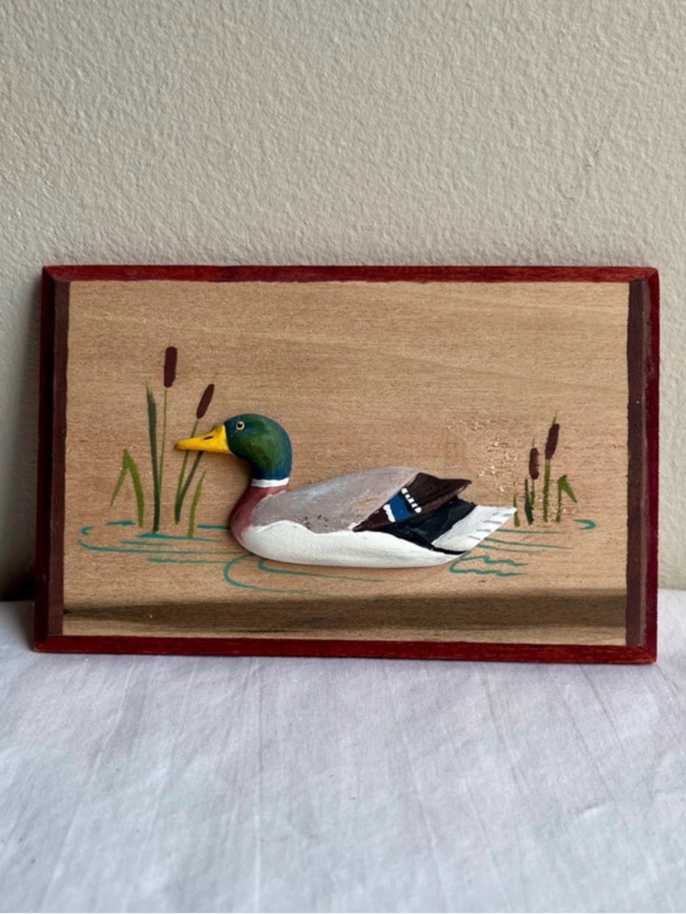 Hand Carved Wood Mallard Wall Art